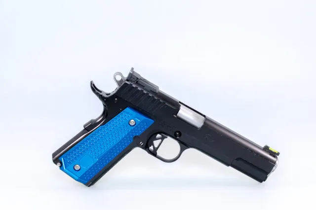 M-Arms Monarch 2 pistolgrep 1911 aluminium lang blå rillet