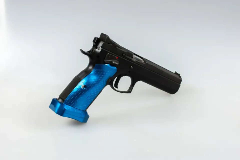 M-Arms 3D President pistolgrep short blå alu