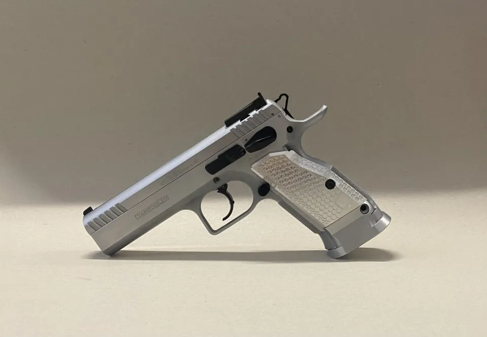 M-Arms Monarch 1 pistolgrep Tanfoglio SF kort tykk sølv alu