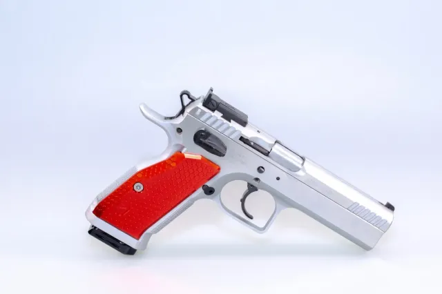 M-Arms Monarch 1 pistolgrep Tanfoglio SF lang tykk rød alu